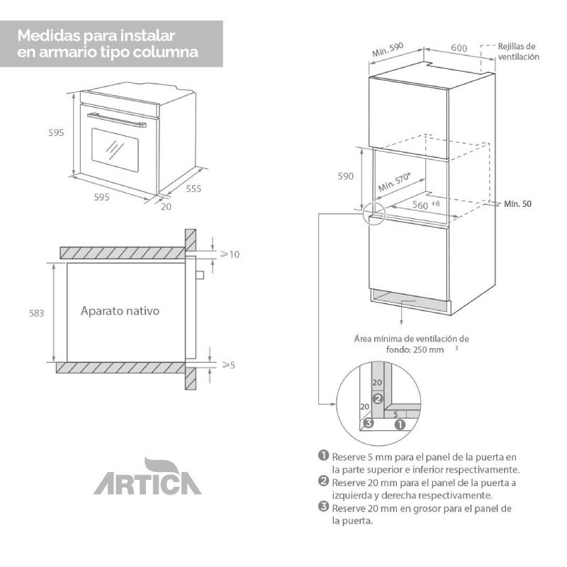 horno artica ahb7008bk mf 70l disp cri.negro - Imagen 2