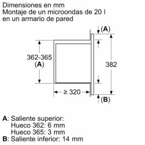 microondas balay 3cg5142x3 20l negro/inox integrable