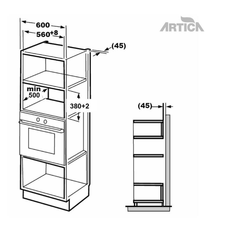 microondas integracion artica amw204580idw inte dsp 20l bco - Imagen 2