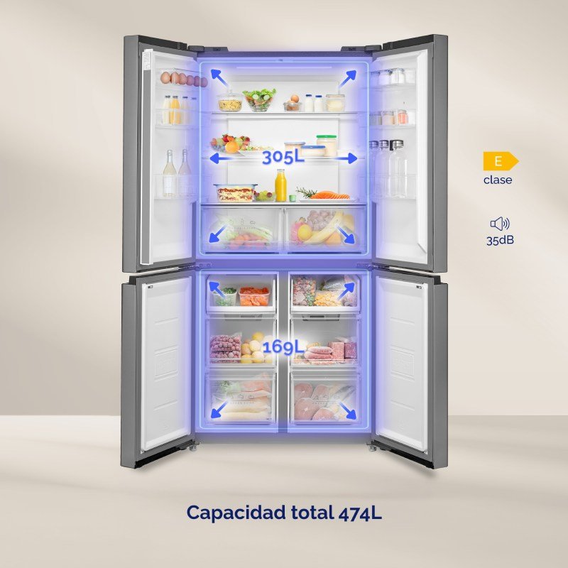 frigo americano artica afea17783f474i 177×84 4p nf inox dsp - Imagen 4