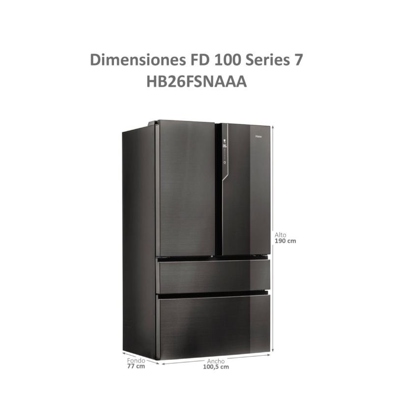 frigo americano haier hb26fsnaaa 190×100 fd nf negro dsp - Imagen 3