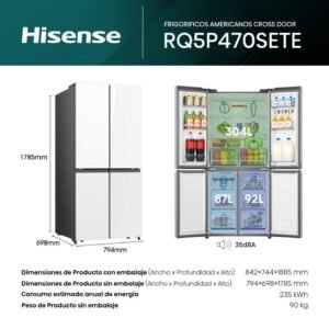 frigo americano hisense rq5p470sete 179×80 4p nf clase/e