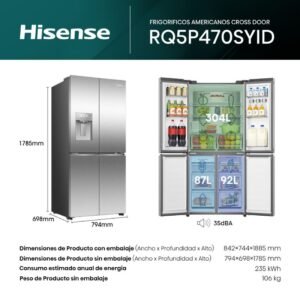 frigo americano hisense rq5p470syid 179x80x70 4p nf inox disp