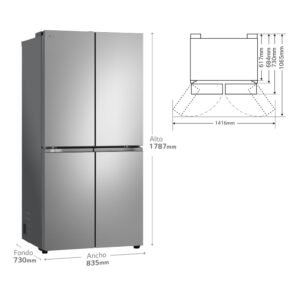 frigo americano lg gmb860pyde 179×83 530l 4p inox clase/d