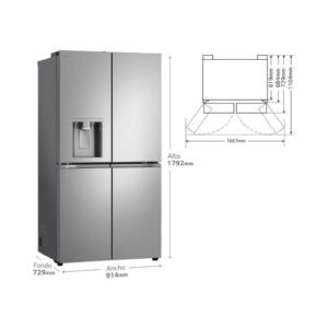 frigo americano lg gmf961py3e 180×91 4p 645l disp inox