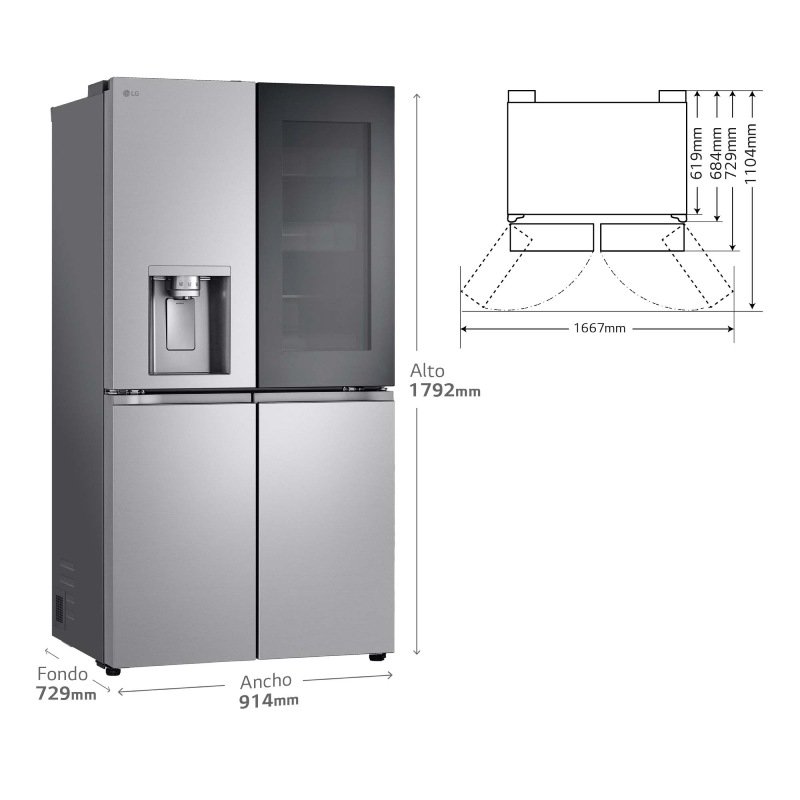 frigo americano lg gmg960mbee 180×92 inox 4p clase/e - Imagen 4