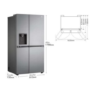 frigo americano lg gslv71pztd 179×91 635l inox clase/d