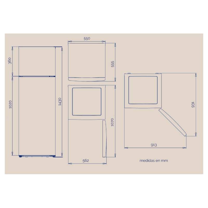 frigo artica 2p afe2p14355l206b/cicloup143eb 143×55 - Imagen 4