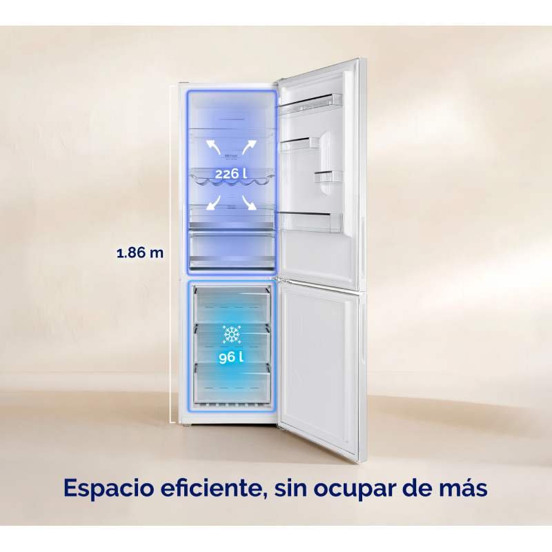 frigo combi artica cooltech186cbg 186×60 cristal bco clase/c - Imagen 4