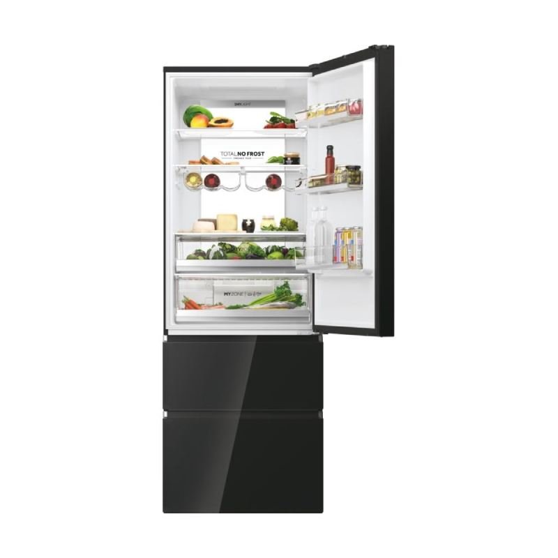 frigo combi haier htw7720dngb 200×70 3p nf cristal neg - Imagen 2