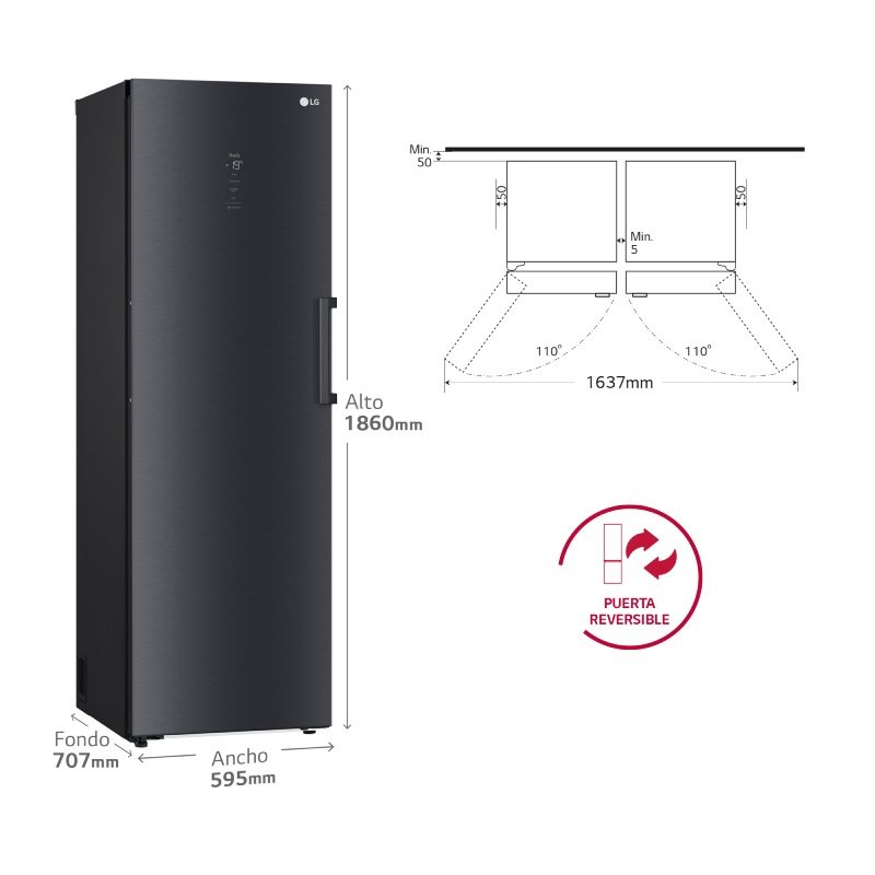 cong.ver lg gfm61mccsf 186×60 nf negro - Imagen 3
