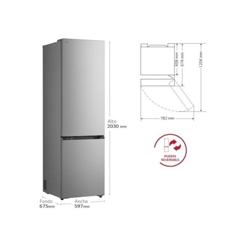 frigo combi lg gbbs726cpy 203×60 375l inox metalfresh clase/c - Imagen 2