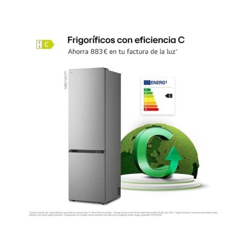 frigo combi lg gbbs726cpy 203×60 375l inox metalfresh clase/c - Imagen 3