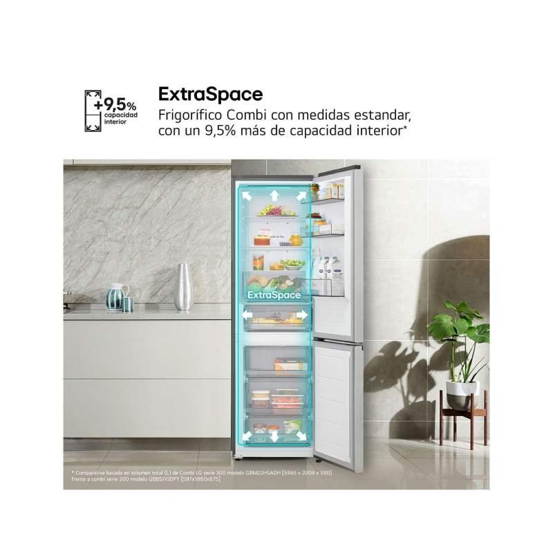 frigo combi lg gbbsj10esw 186×60 nf blanco - Imagen 3