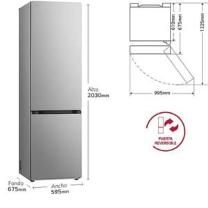 frigo combi lg gbv5240apy 203×60 inox metalfresh clase/a