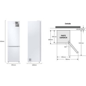 frigo combi samsung rb38c605cww/ef 203×60 nf blanco clase/c