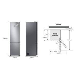 frigo combi samsung rb38c776cs9/ef 203×60 nf inox clase/c