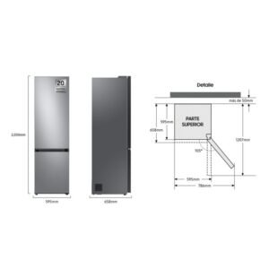 frigo combi samsung rb38c7b6as9/ef 203×60 nf inox clase/a
