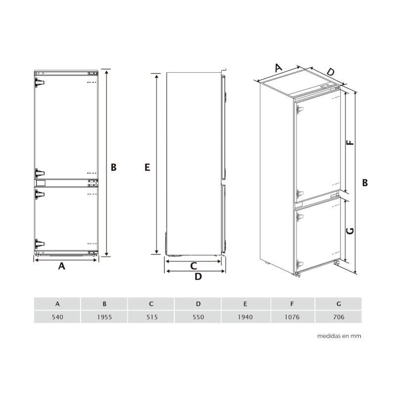 frigorifico integ artica aefc194552i/cooltechin194e 194×55 - Imagen 3
