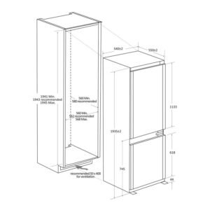 frigorifico integrable haier hbw7519c 193×54 nf