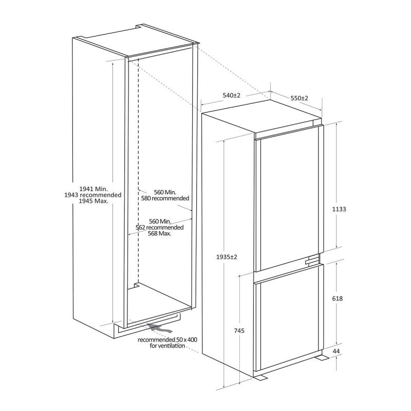 frigorifico integrable haier hbw7519c 193×54 nf - Imagen 3