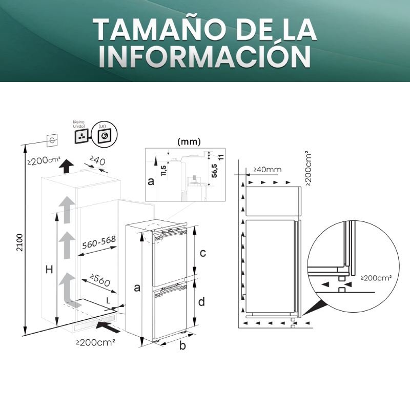 frigorifico integrable hisense rb3b280sawe 194x54x55 nf clase/e - Imagen 3