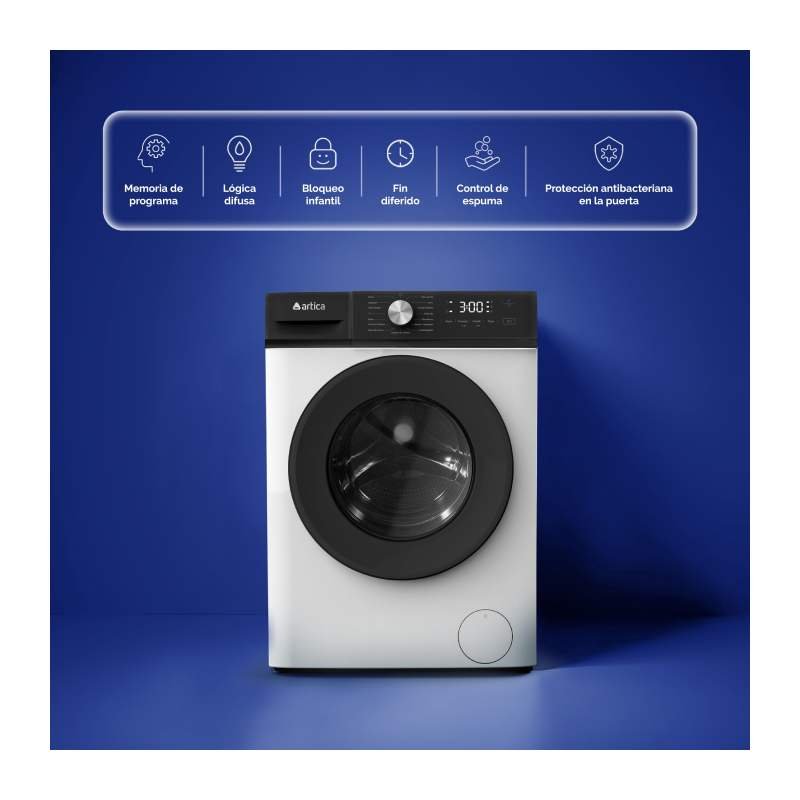 lavadora artica aqualine61200ab 6k 1200r bco vapor clase/a - Imagen 4