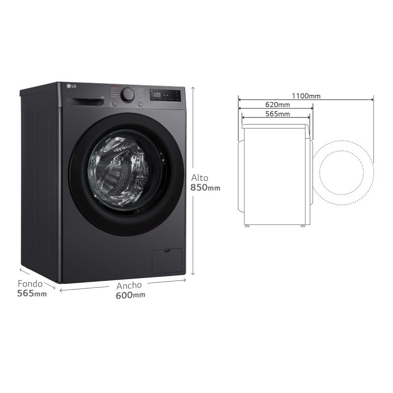 lavadora lg f4wr5009a6m 9k 1400r inox grafito steam clase/a - Imagen 3