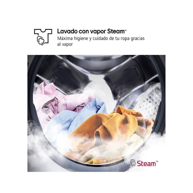 lavadora lg f4x1009nwk 9k 1400r steam dd tapa extr cllase/a - Imagen 3