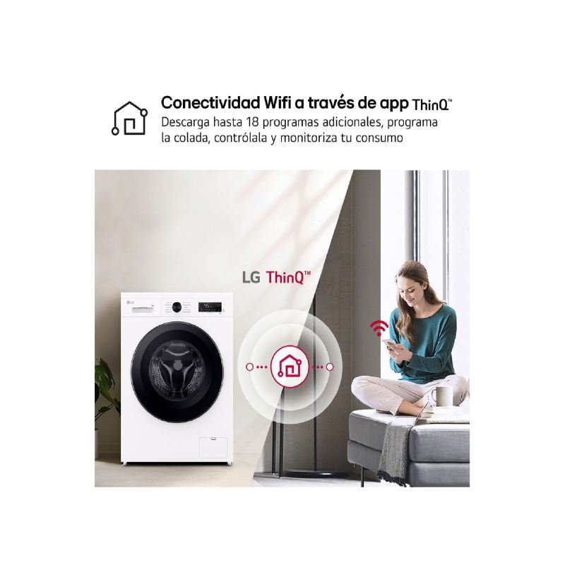lavadora lg f4x1009nwk 9k 1400r steam dd tapa extr cllase/a - Imagen 4