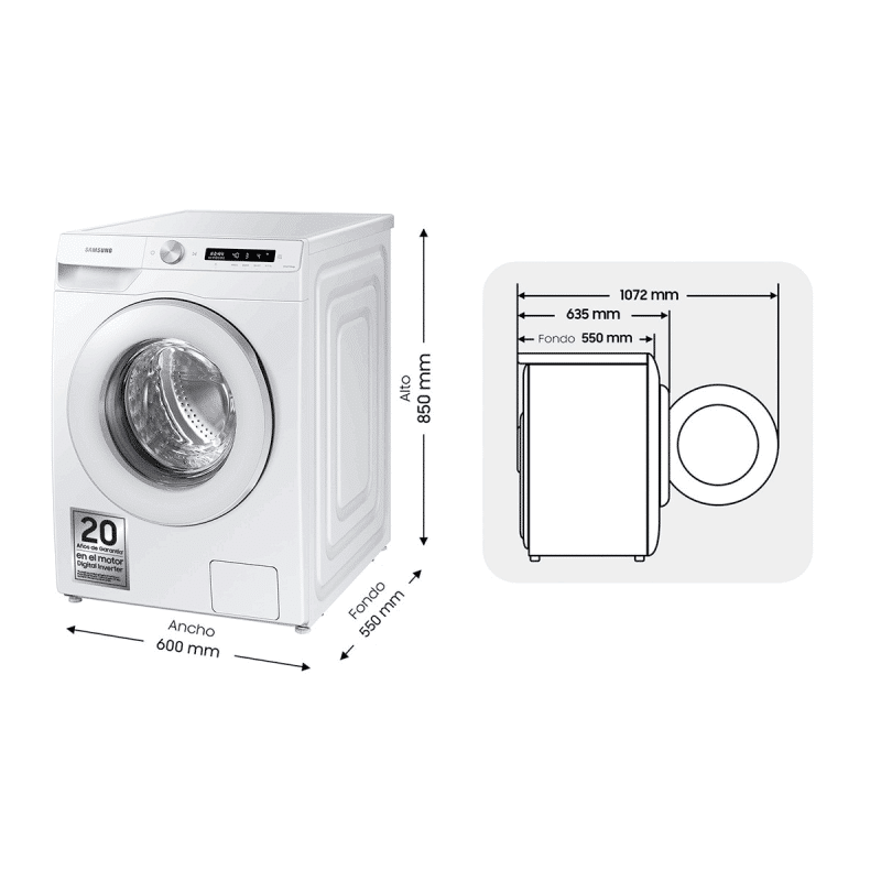 lavadora samsung ww12t504dtw 12k 1400r bca - Imagen 2