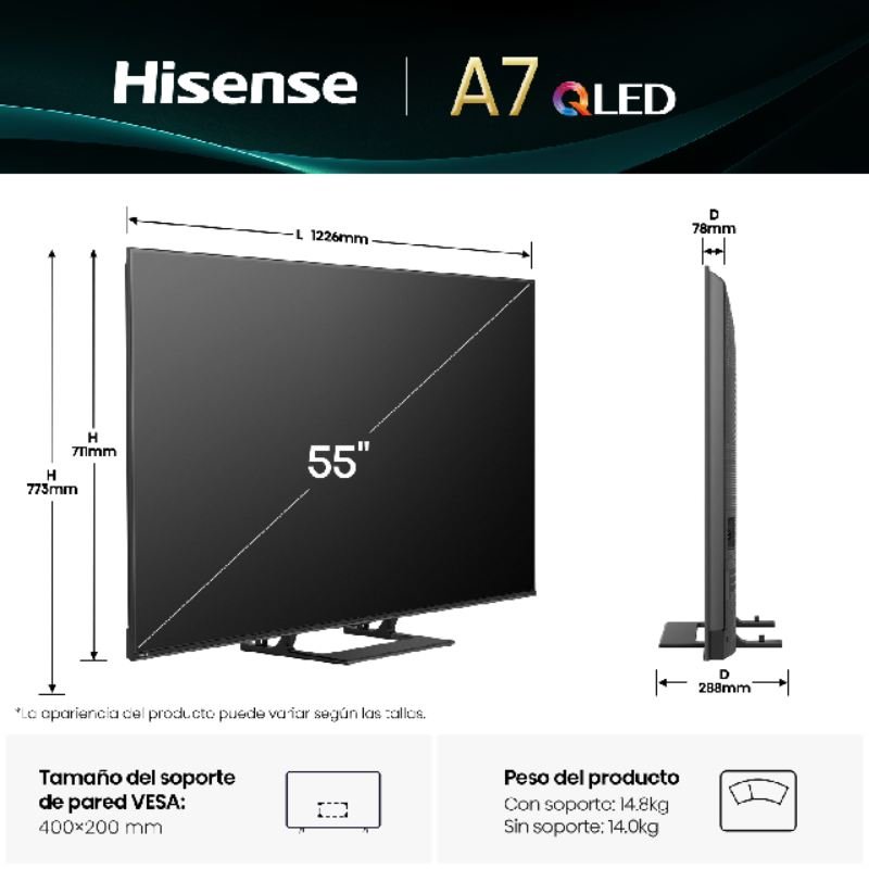 television hisense 55″ 55a7q uhd qled smart tv hdr10+ - Imagen 5