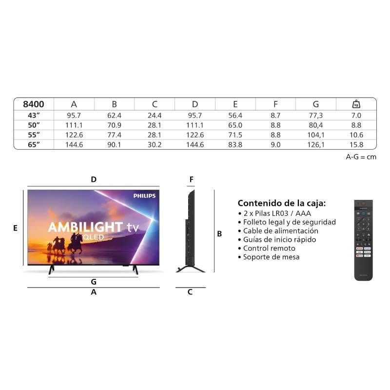 television philips 43″ 43pus8400 uhd qled smarttv ambiligh - Imagen 3
