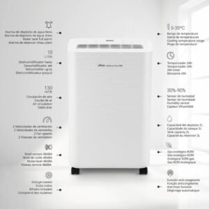 deshumidificador ufesa wellness dry 1000 10l 130m3/h 40m